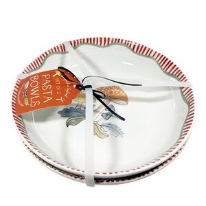 NEW Harvest Green Studios MUSHROOM PASTA BOWLS Set/2
